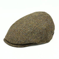 Light Brown Harris Tweed Patterned Wool Cap front view