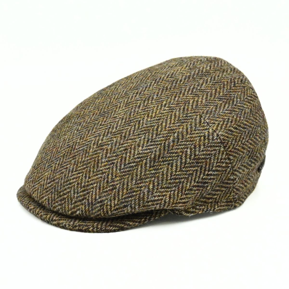 Light Brown Harris Tweed Patterned Wool Cap front view