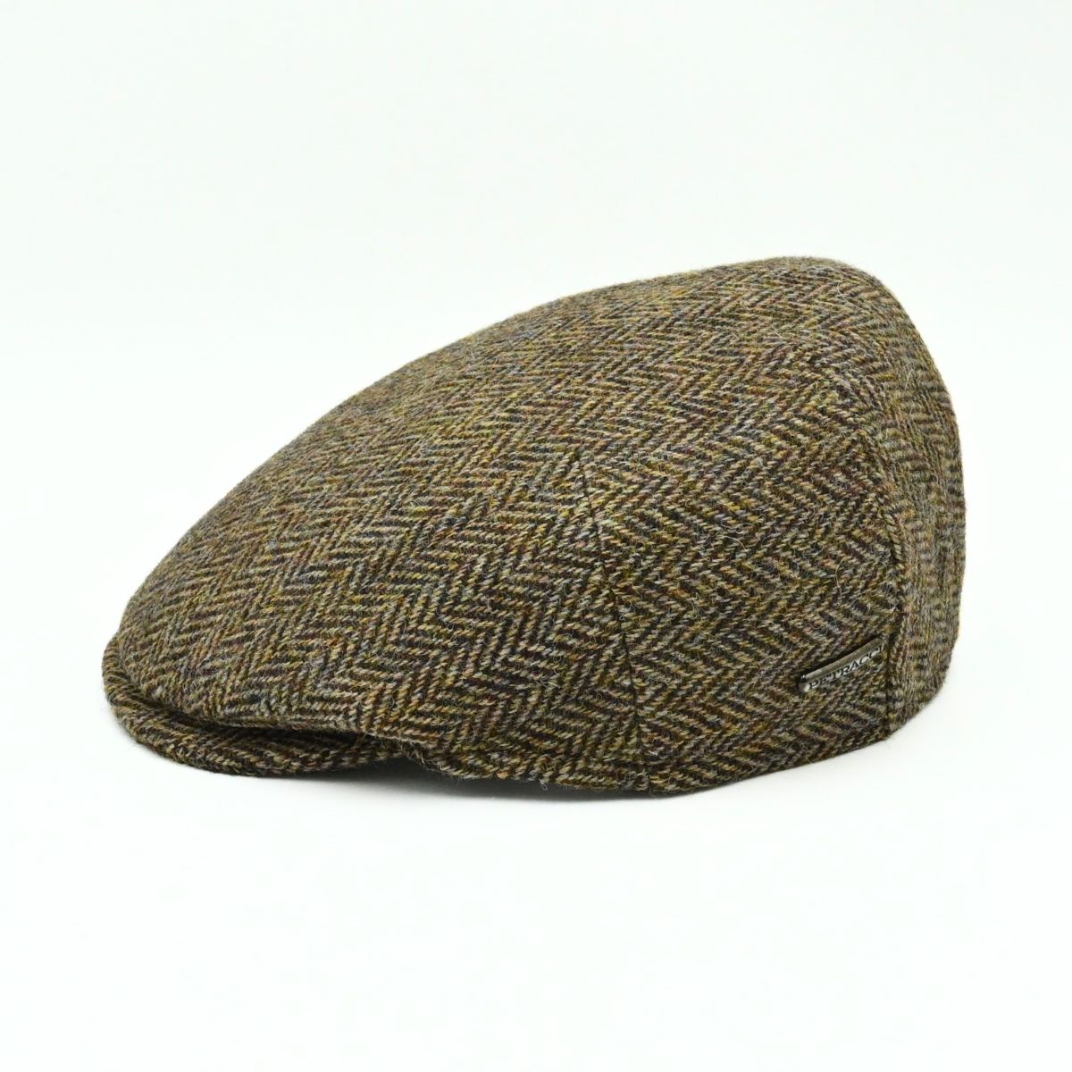 Light Brown Harris Tweed Patterned Wool Cap side view