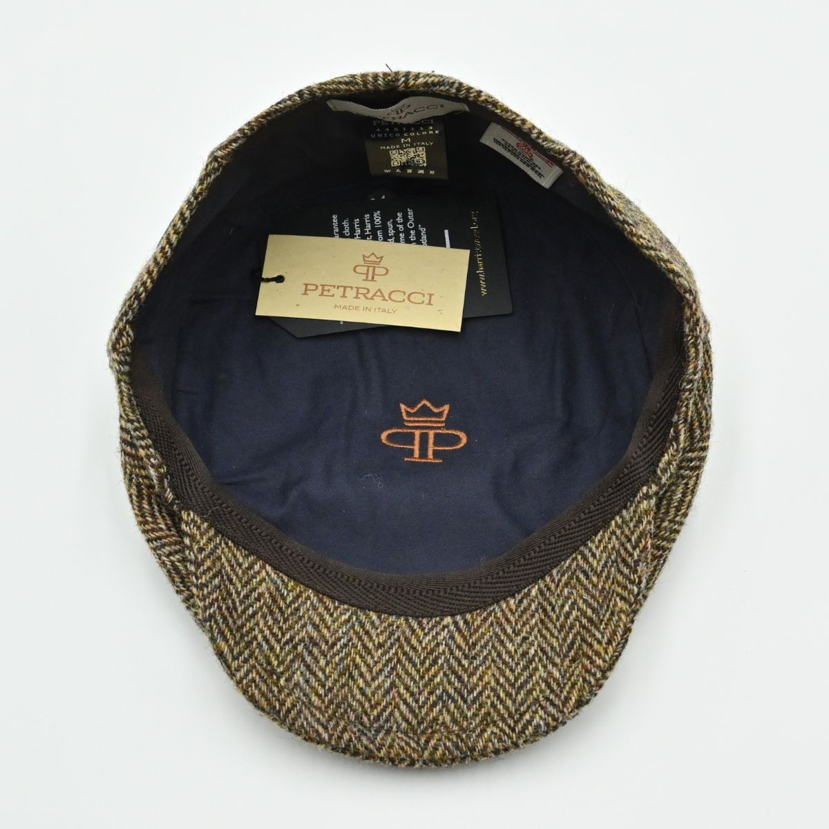 Light Brown Harris Tweed Patterned Wool Cap inside view