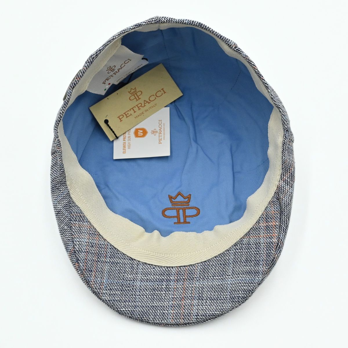Grey Prince of Wales Pattern Cap inside view