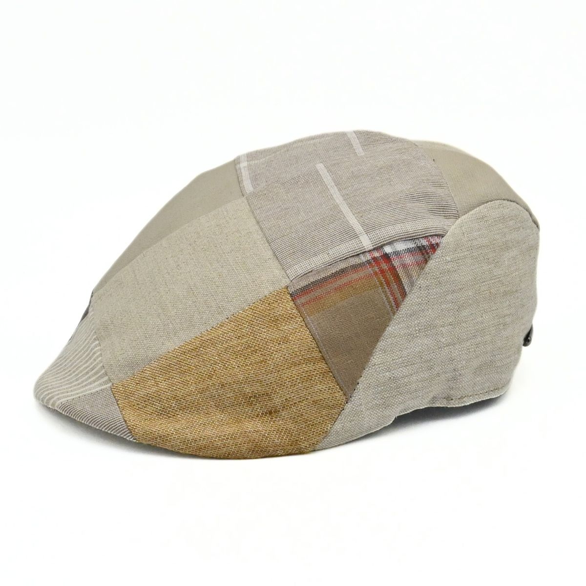 Beige Patchwork Cap front view