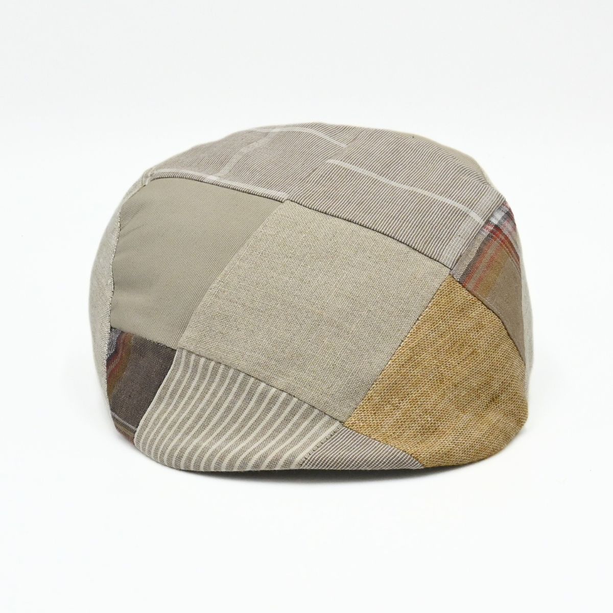 Beige Patchwork Cap front view