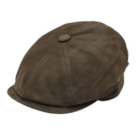 Brown Firenze Leather Newsboy Hat front view