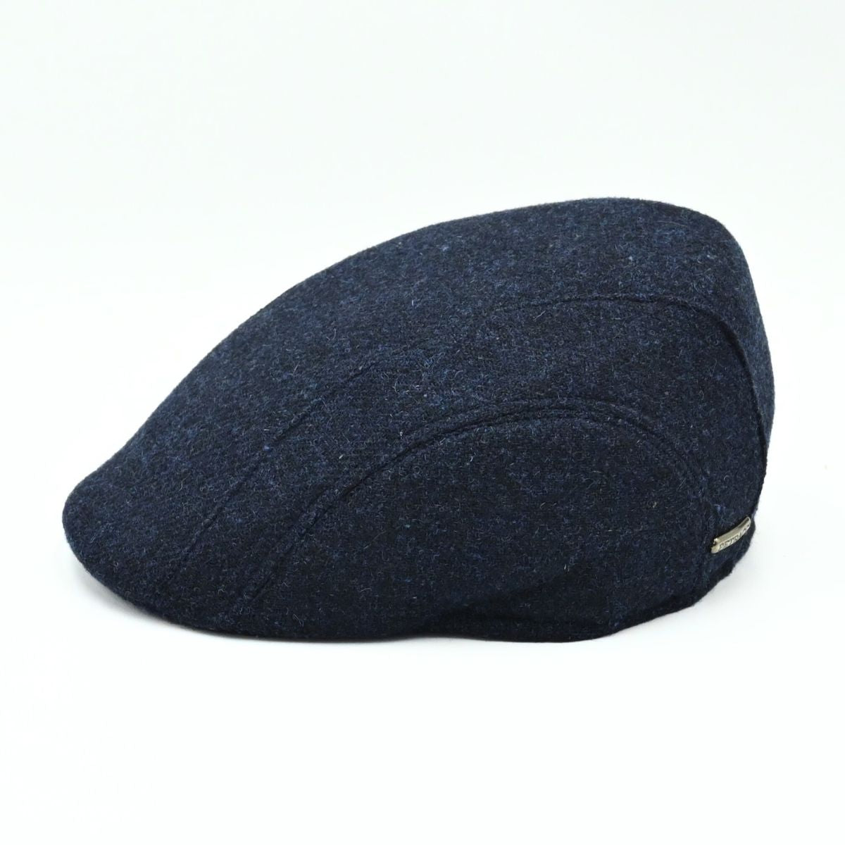 Blue shetland Wool Driver Cap side view