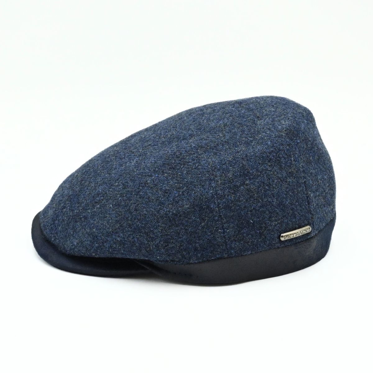 Blue Solid Color Shetland Wool Cap side view
