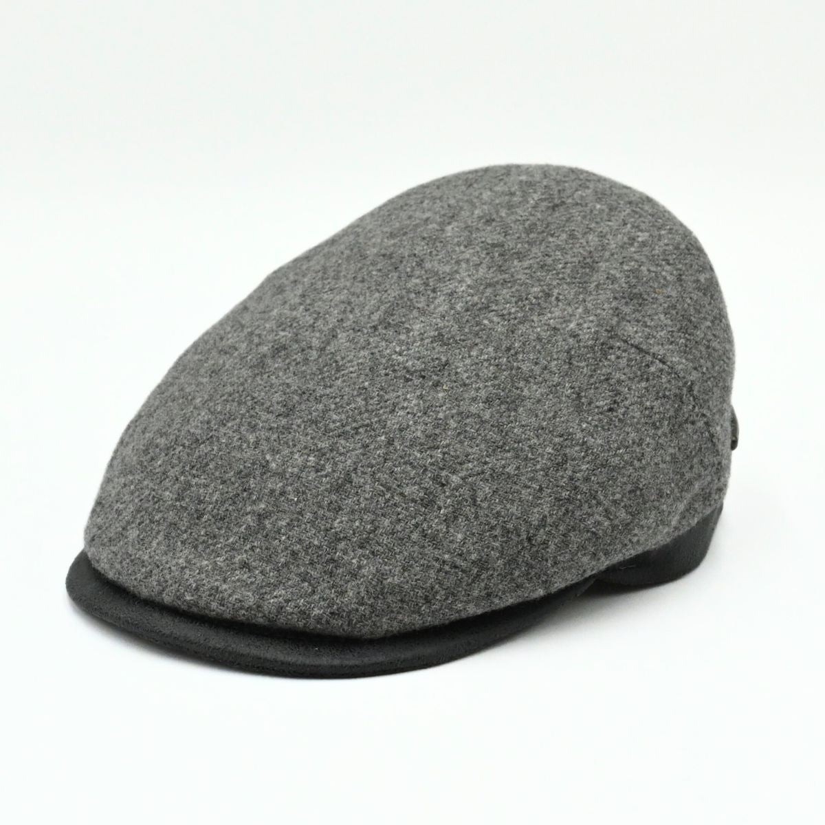 Grey Solid Color Shetland Wool Cap front view