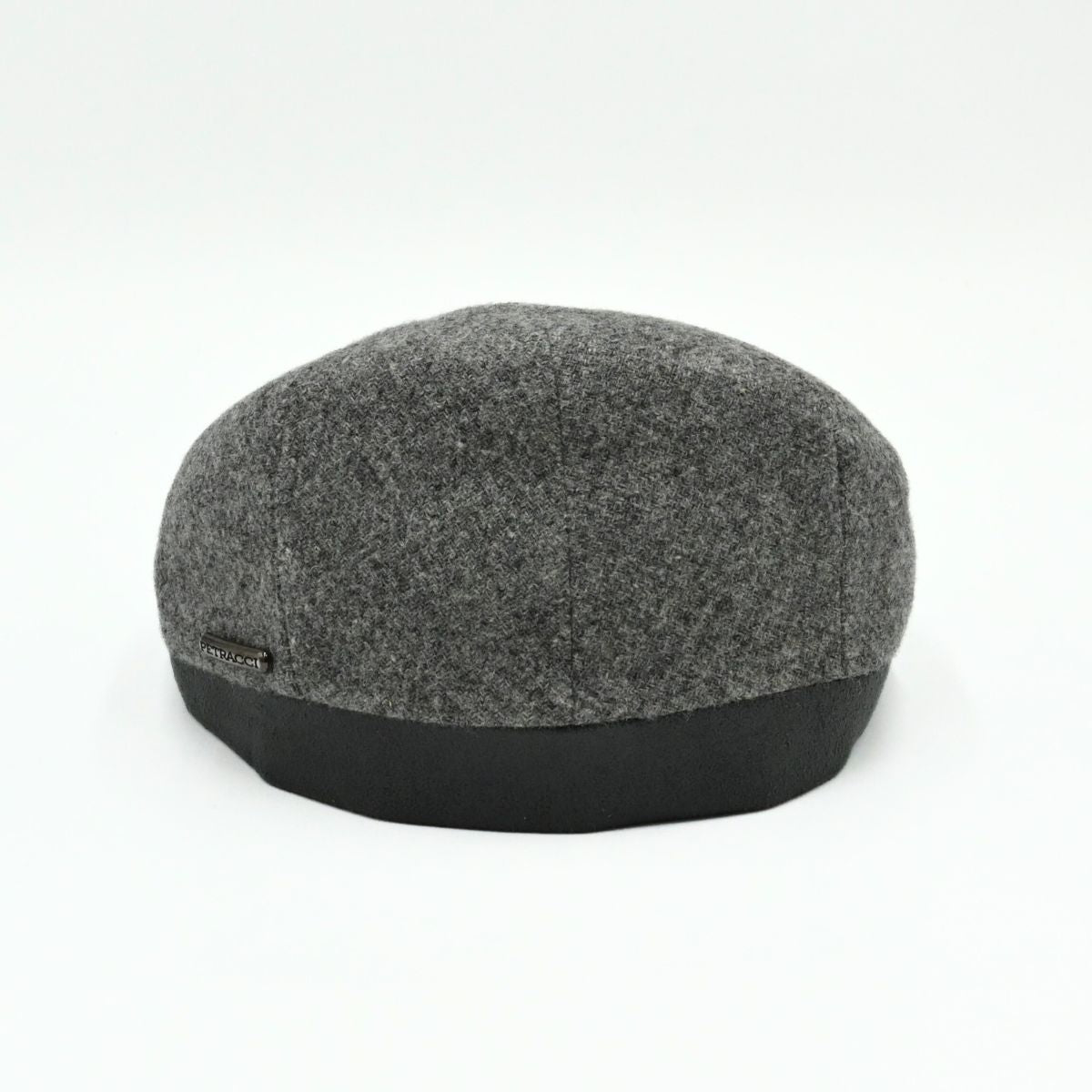 Grey Solid Color Shetland Wool Cap back view