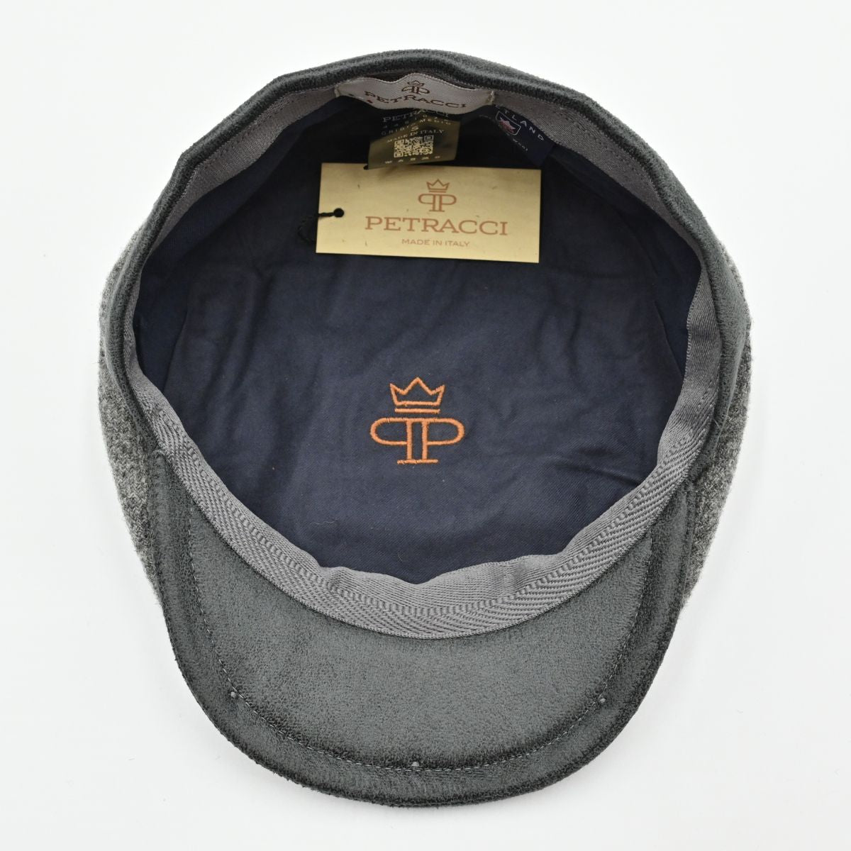 Grey Solid Color Shetland Wool Cap inside view