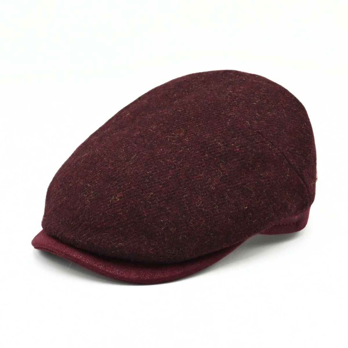 Wine Solid Color Shetland Wool Cap front view