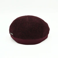 Wine Solid Color Shetland Wool Cap back view