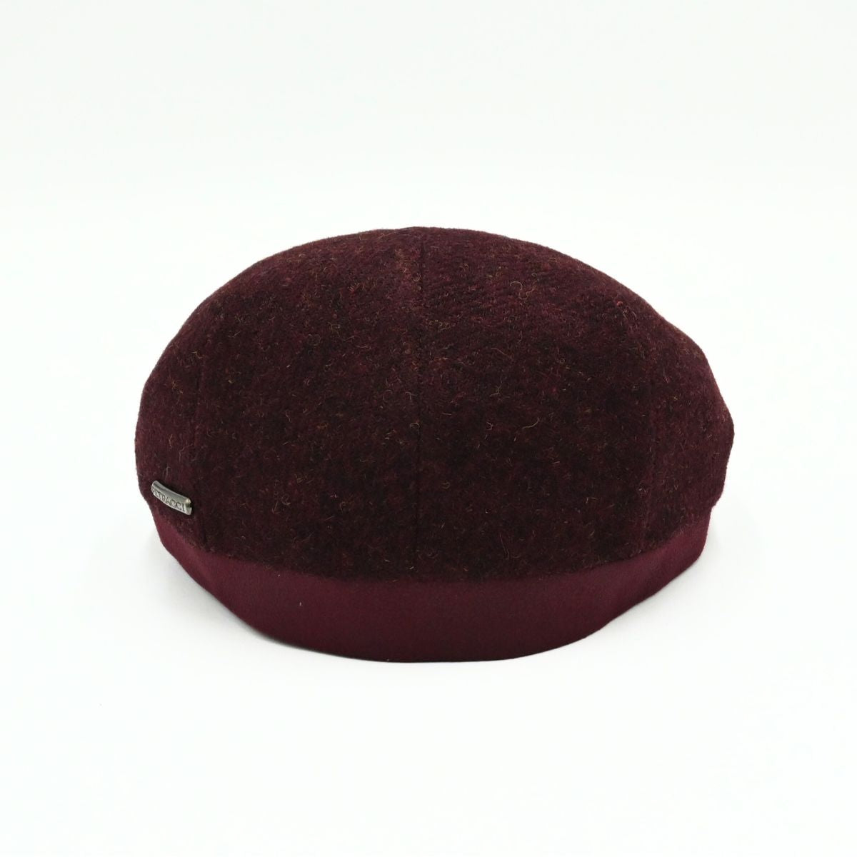 Wine Solid Color Shetland Wool Cap back view