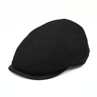 Black Solid Color Shetland Wool Cap front view