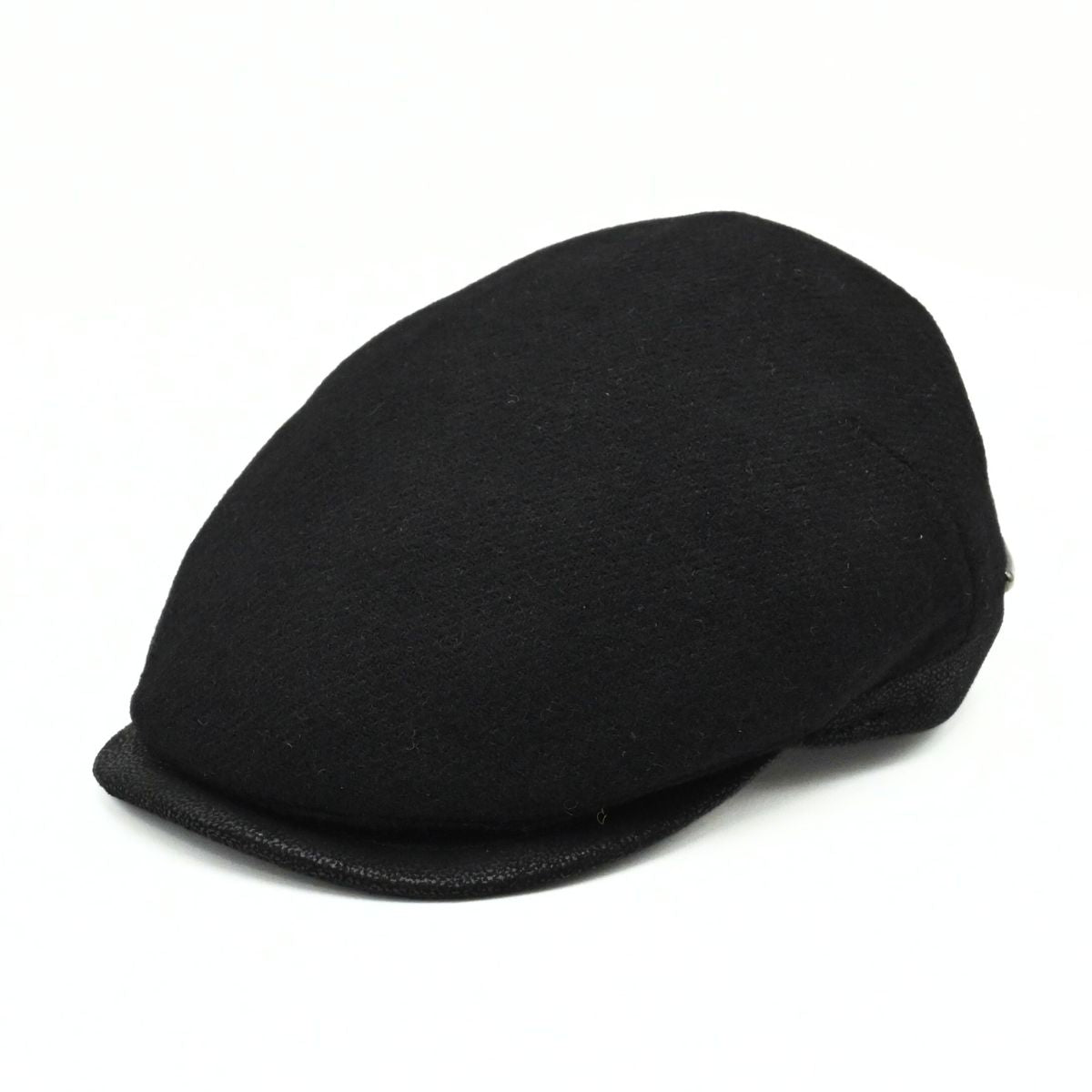 Black Solid Color Shetland Wool Cap front view