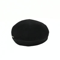 Black Solid Color Shetland Wool Cap back view