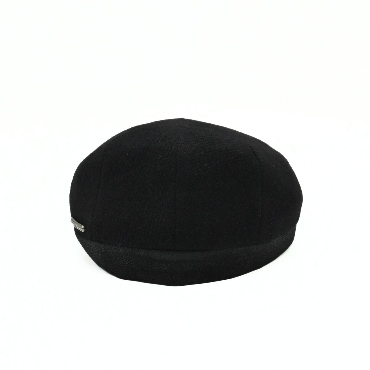 Black Solid Color Shetland Wool Cap back view