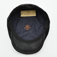 Black Solid Color Shetland Wool Cap inside view
