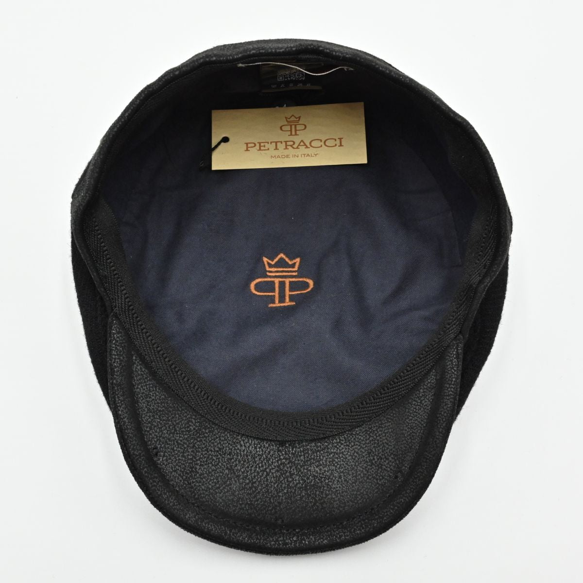 Black Solid Color Shetland Wool Cap inside view