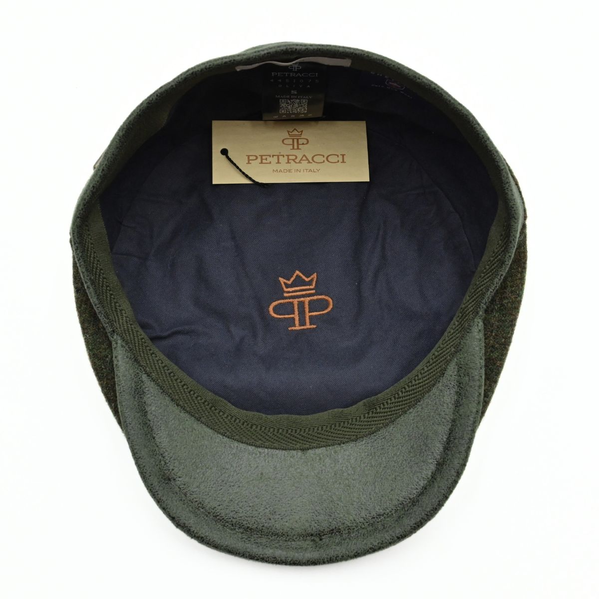 Green Solid Color Shetland Wool Cap inside view