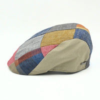 Multicolor Linen Patchwork Pattern Cap side view