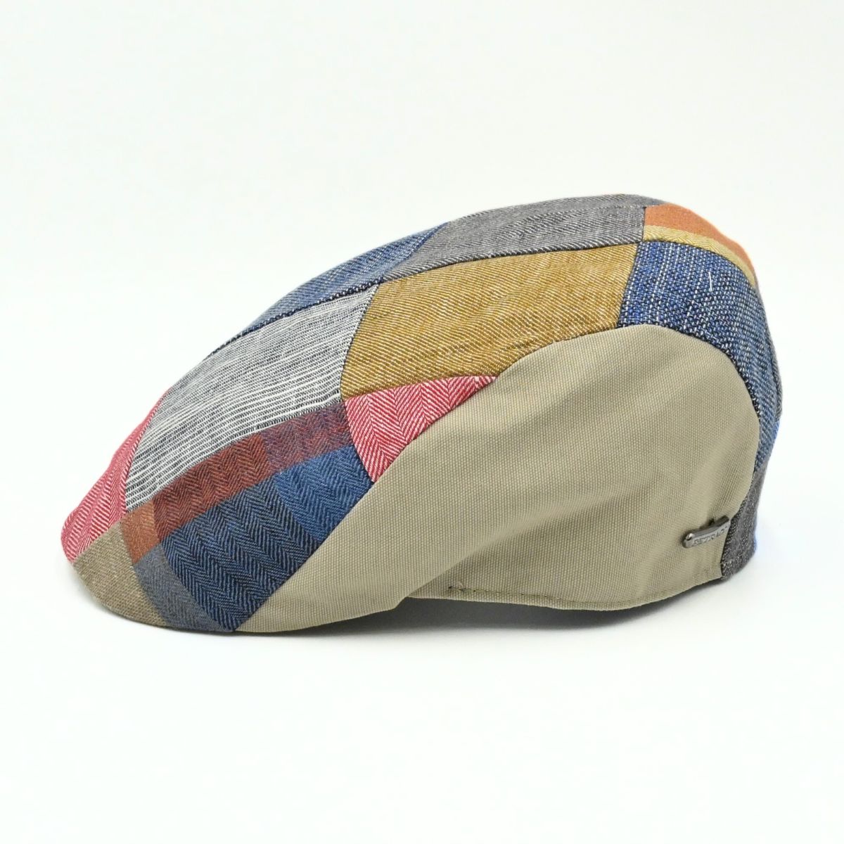 Multicolor Linen Patchwork Pattern Cap side view