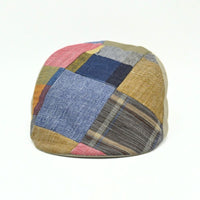 Multicolor Linen Patchwork Pattern Cap front view