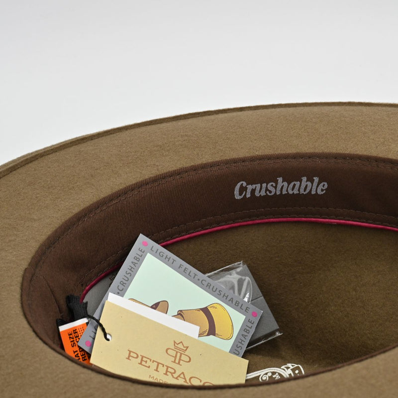 Caramel Indiana Jones Fedora Crushable inside view