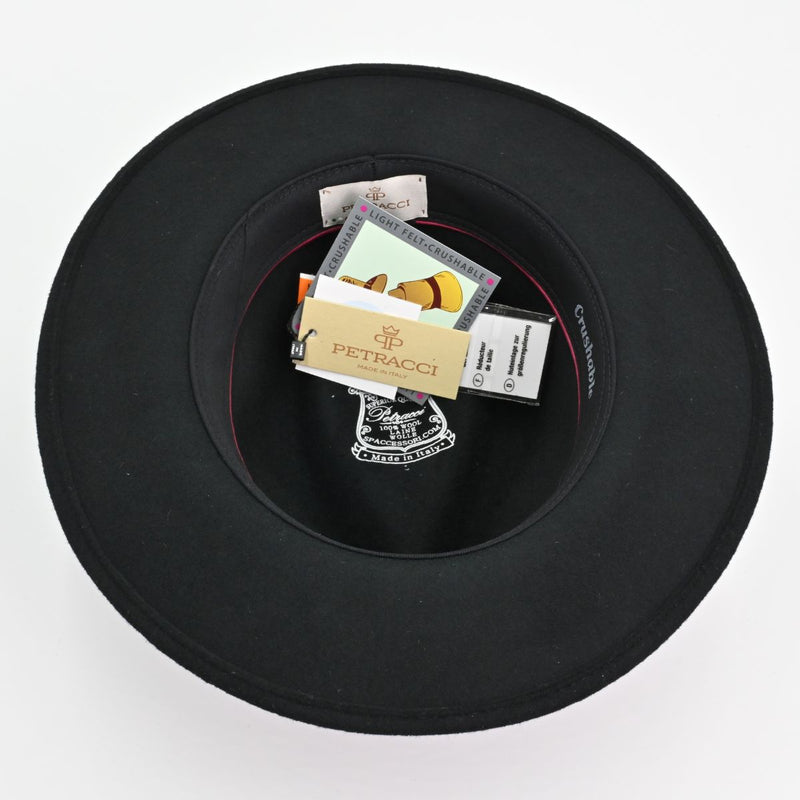 Black Indiana Jones Fedora Crushable inside view