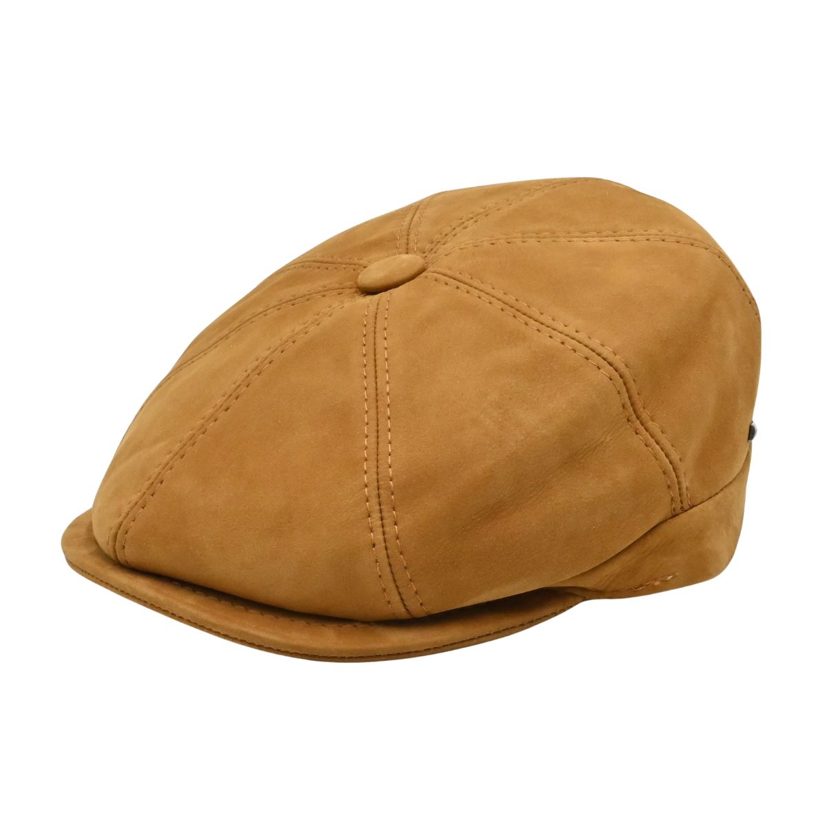 cognac Firenze Leather Newsboy Hat front view