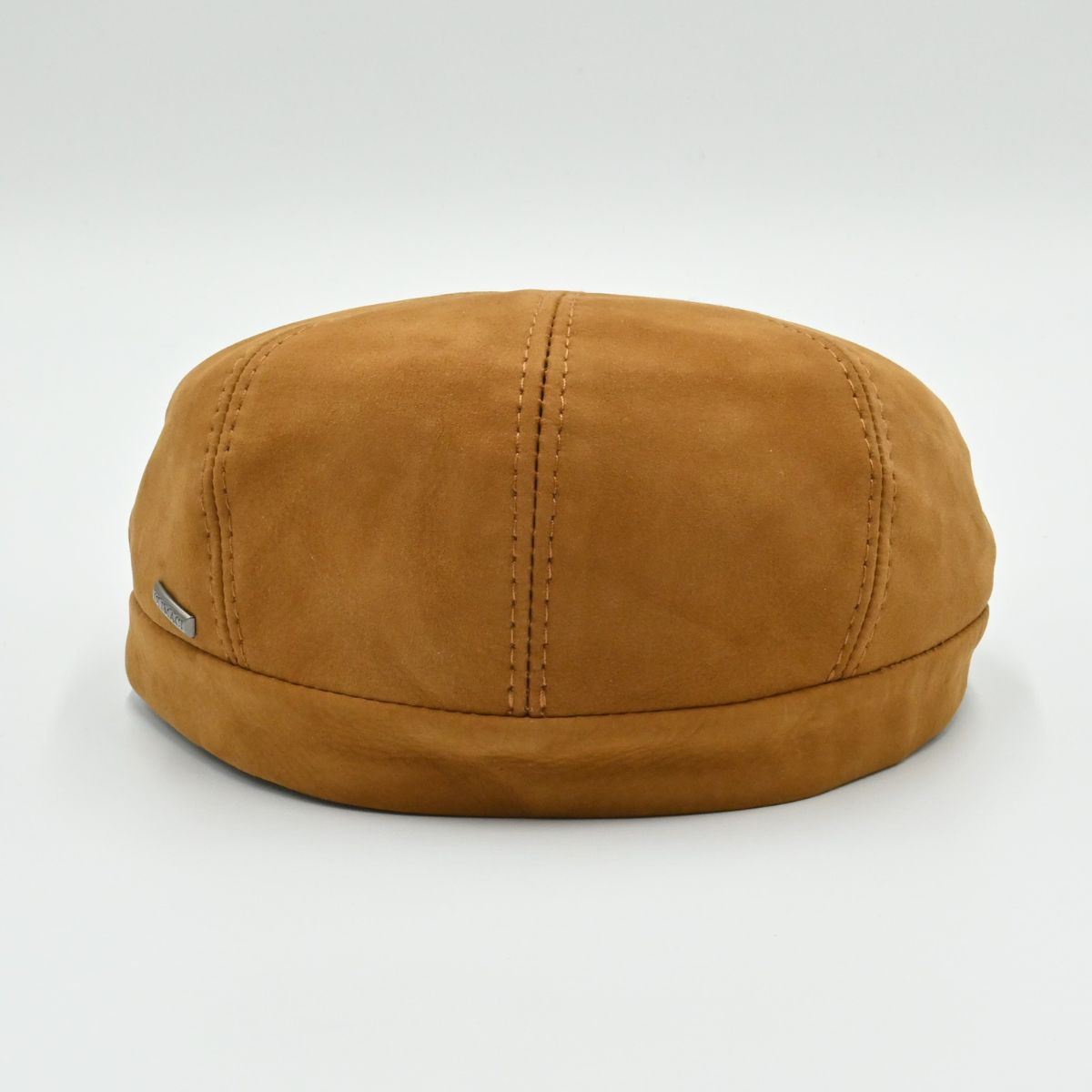 cognac Firenze Leather Newsboy Hat back view