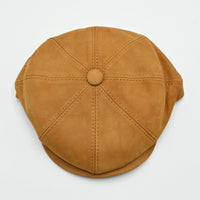 cognac Firenze Leather Newsboy Hat top view