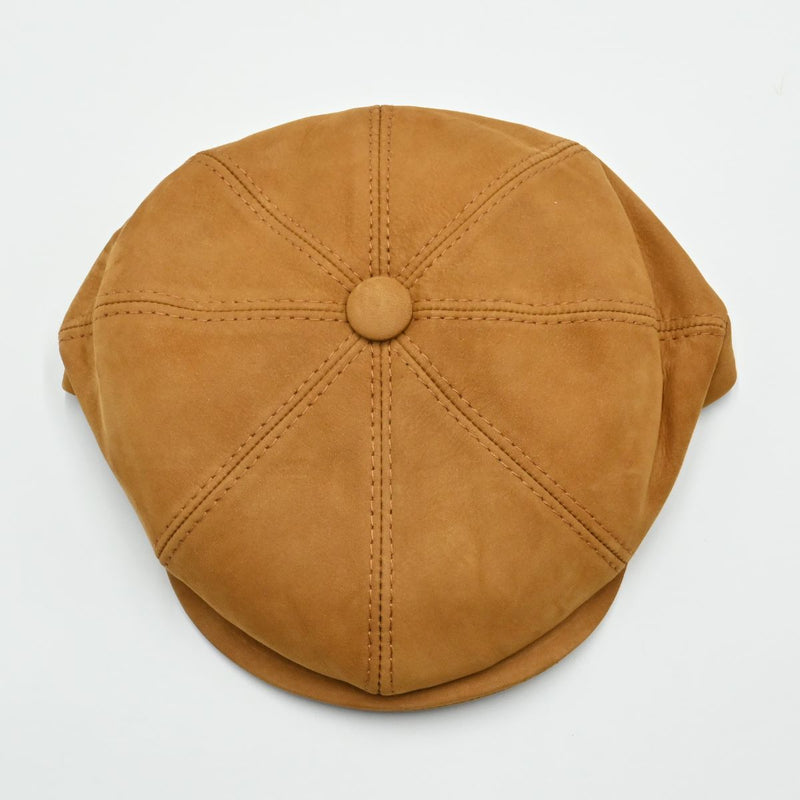 cognac Firenze Leather Newsboy Hat top view
