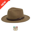 Indiana Jones crushable wool fedora in caramel brown with leather band, Italian made