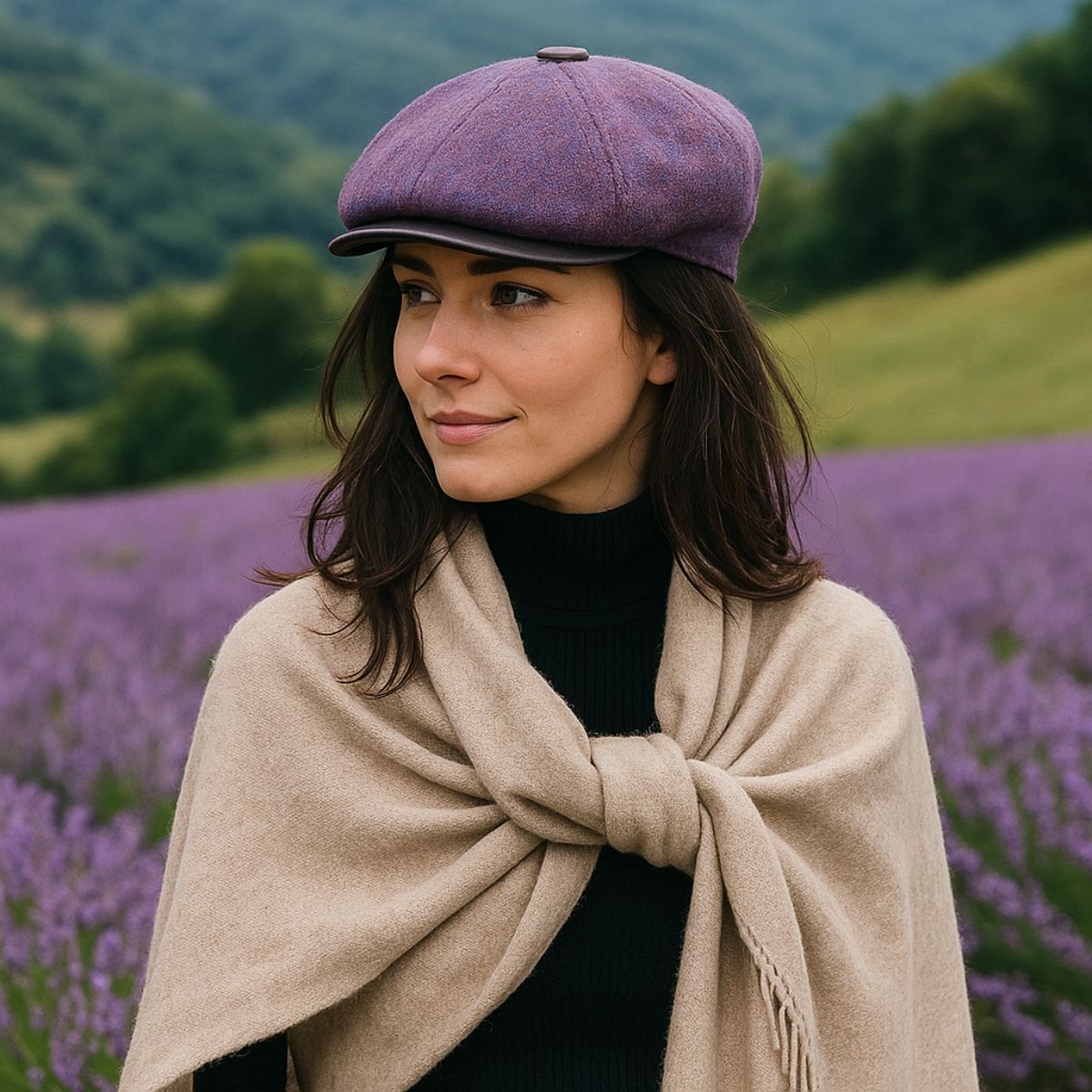 Shetland Wool & Leather Newsboy Cap – Norcia | Handmade in Italy