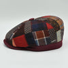 Side view of the Bordo Chianti Patchwork Newsboy Hat highlighting the multicolor patchwork