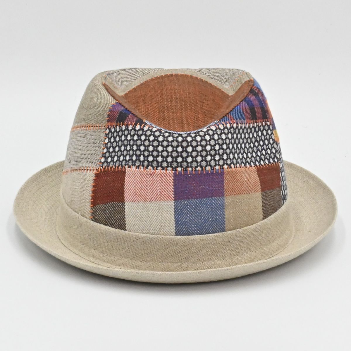 Linen Patchwork Pork Pie Hat
