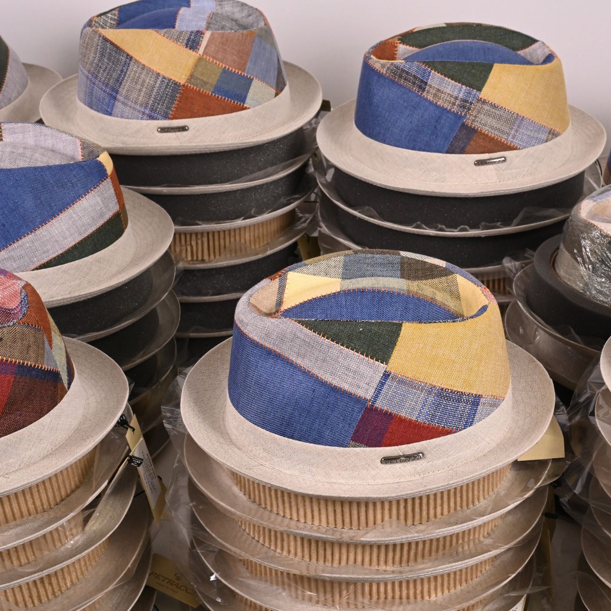 Linen Patchwork Pork Pie Hat
