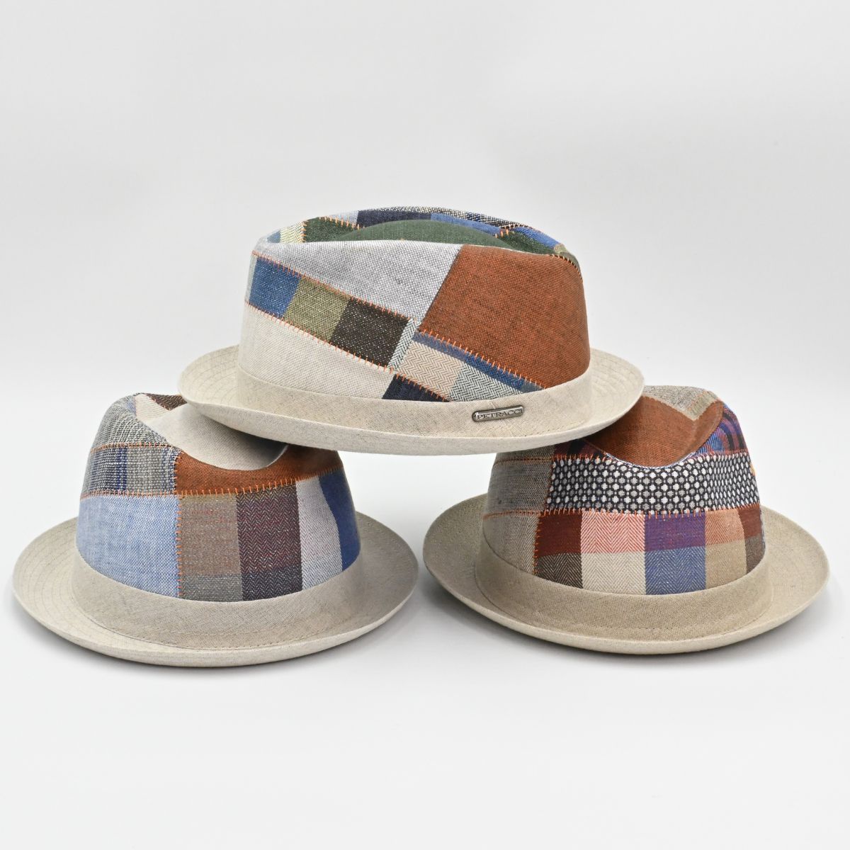 Linen Patchwork Pork Pie Hat