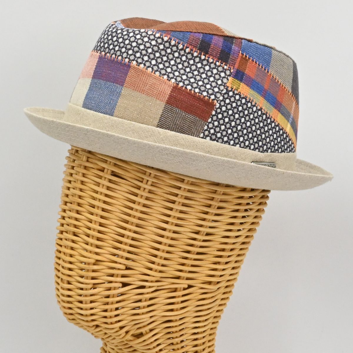 Linen Patchwork Pork Pie Hat