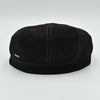 Black Modena Leather Newsboy Hat with red stitching back view