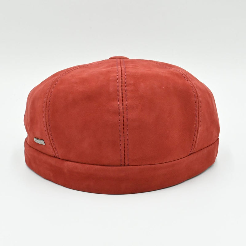 Red Firenze Leather Newsboy Hat back view