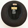 inside view of 1930's style brown wool hat with the manufacturer tags | Brown