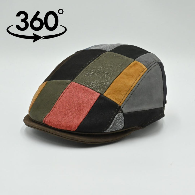 Handmade Italian Leather Patchwork Cap – Unisex – Cappello Fashion Company