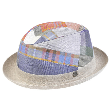 Linen Patchwork Porkpie Hat