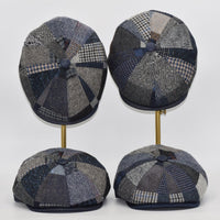 four blue newsboy hats top and front view