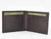 Inside view of brown Alligator leather wallet showing six credit card slots on white background