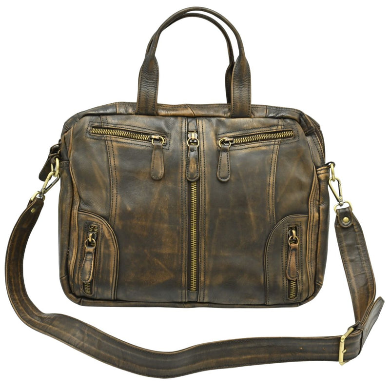 Brown Business Leather Bag on white background