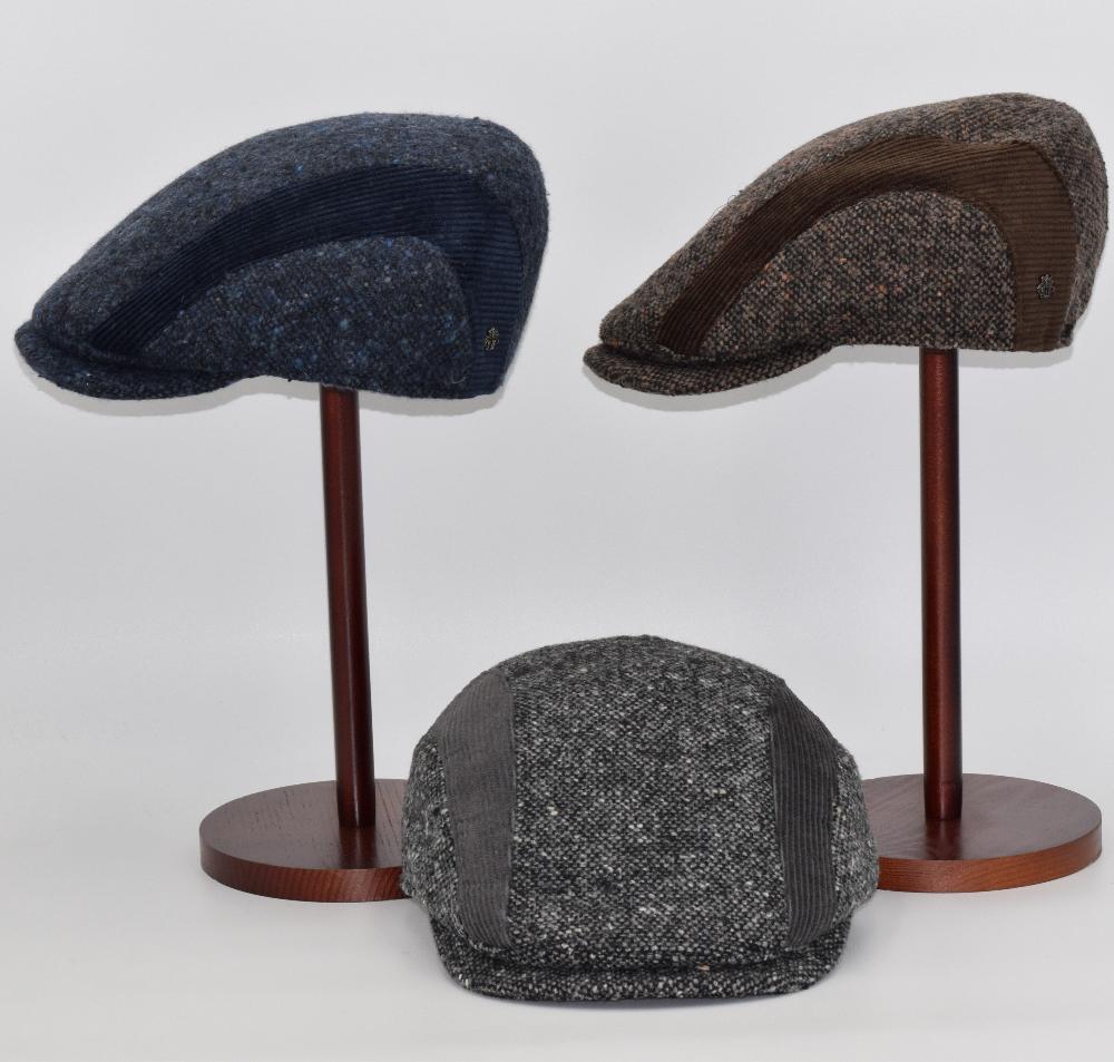 Tweed Cap With Velvet Bands