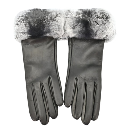 Women's Chinchilla Cuff Leather Gloves