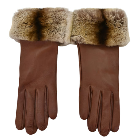 Women's Chinchilla Cuff Leather Gloves